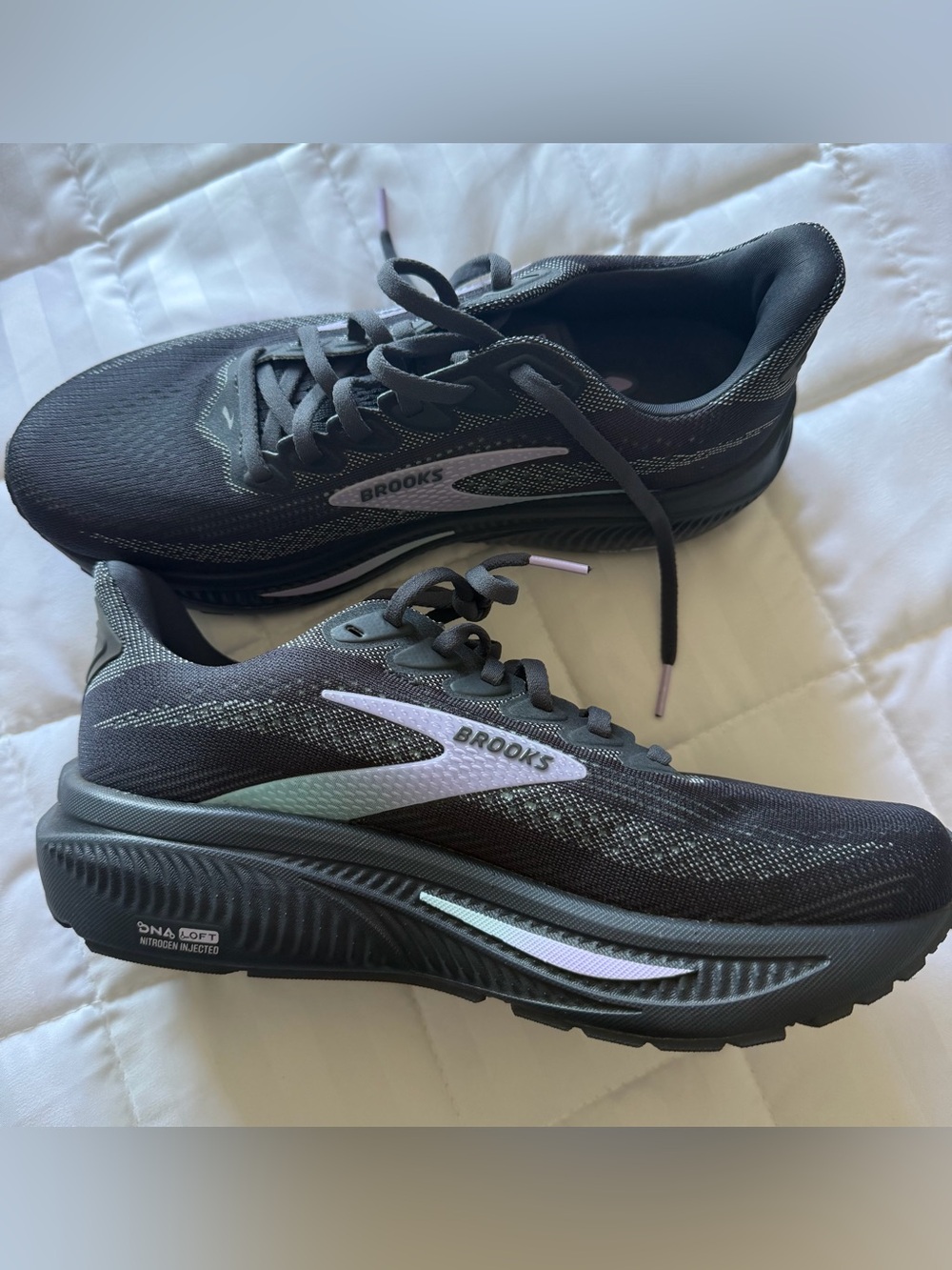 Brooks Ghost 17 Black Running Shoes with Mint and Light Purple Accents